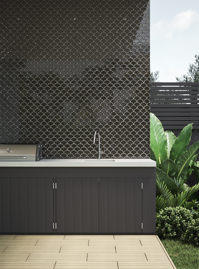 Tiled Alfresco Feature Wall photo by Temple &amp; Webster