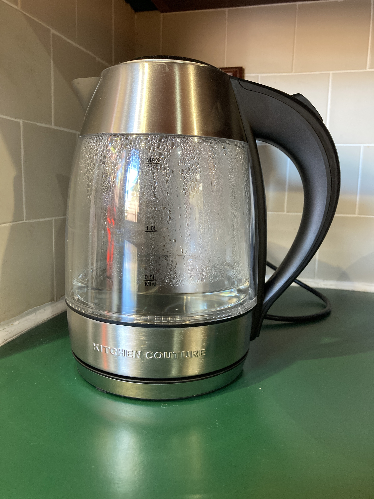 Kitchen Couture Cool Touch Stainless Steel LED Glass Kettle 1.7L In Clear