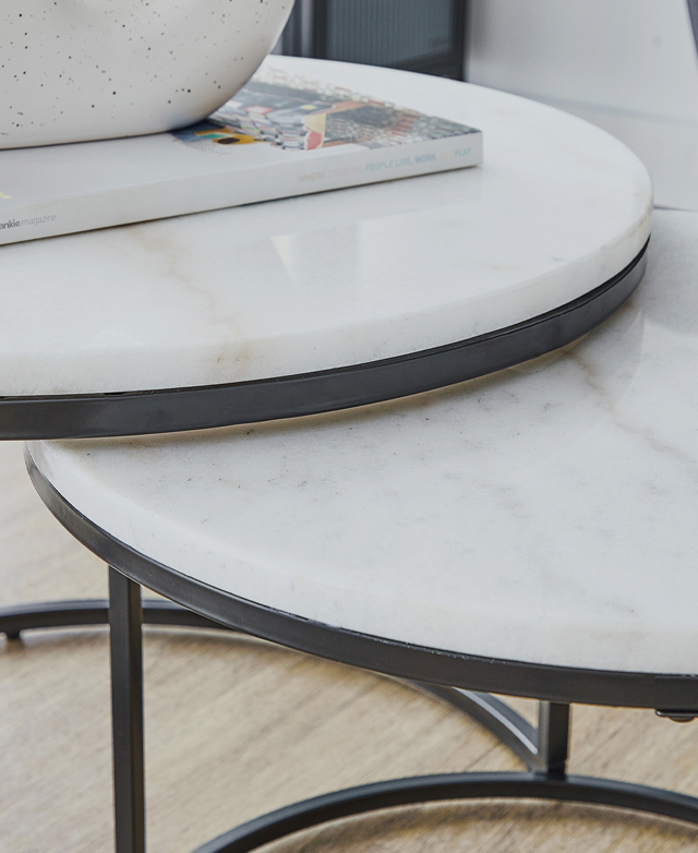 Maddison Lane 2 Piece Courtney Marble Nesting Coffee Table Set | Temple ...