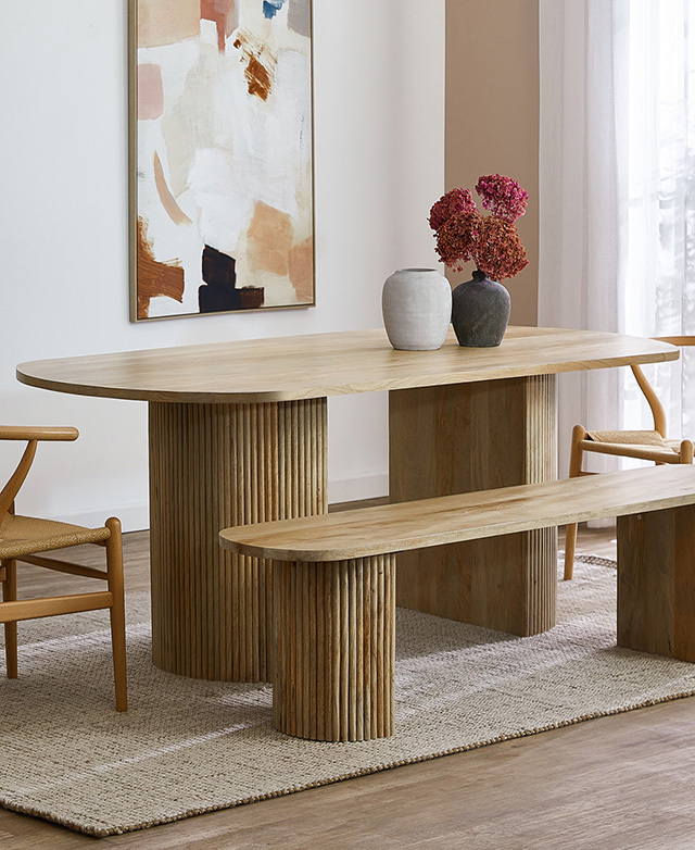 Natural Anika Oval Mango Wood Dining Table