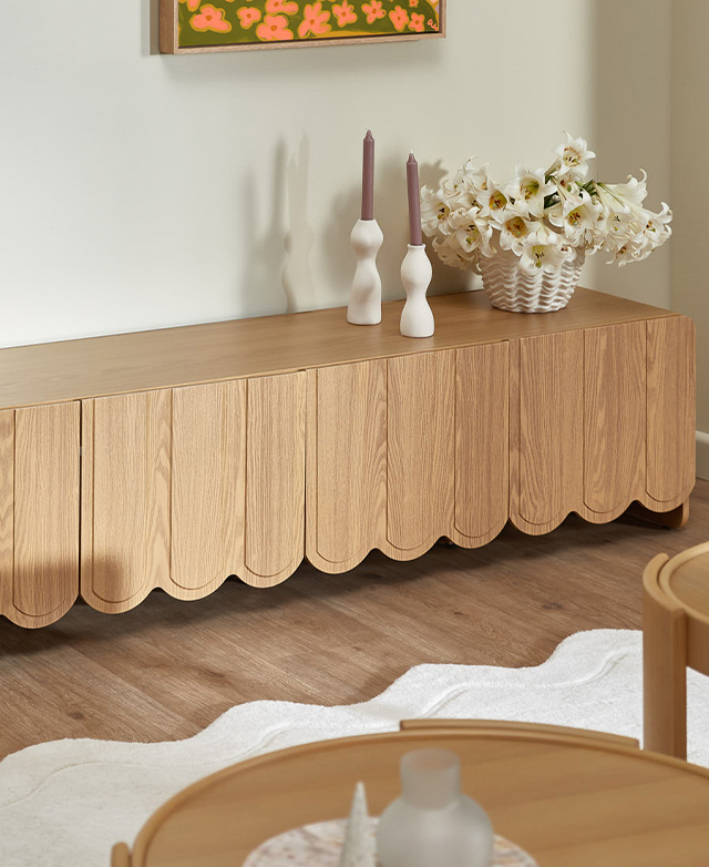 180cm Fiona Scalloped 4 Door TV Unit