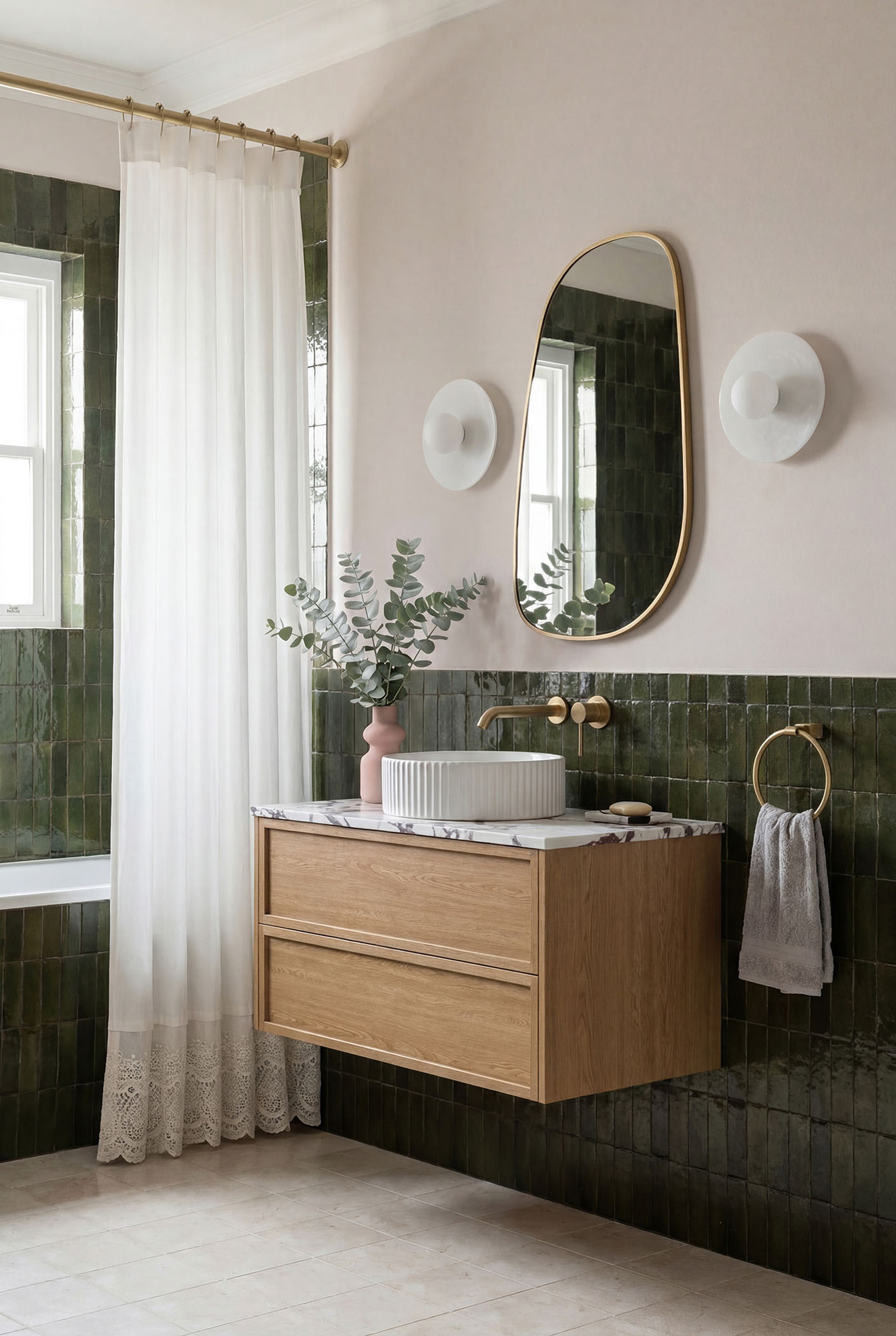 Oak &amp; Green Bathroom photo by Temple &amp; Webster