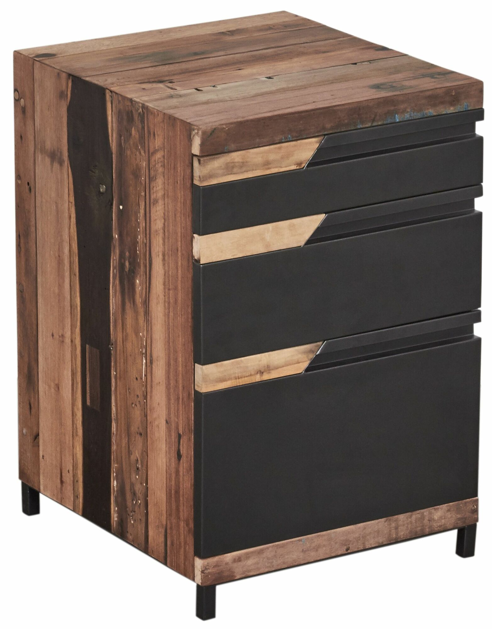 Natural Black Aru Reclaimed Wood Filing Cabinet Temple Webster