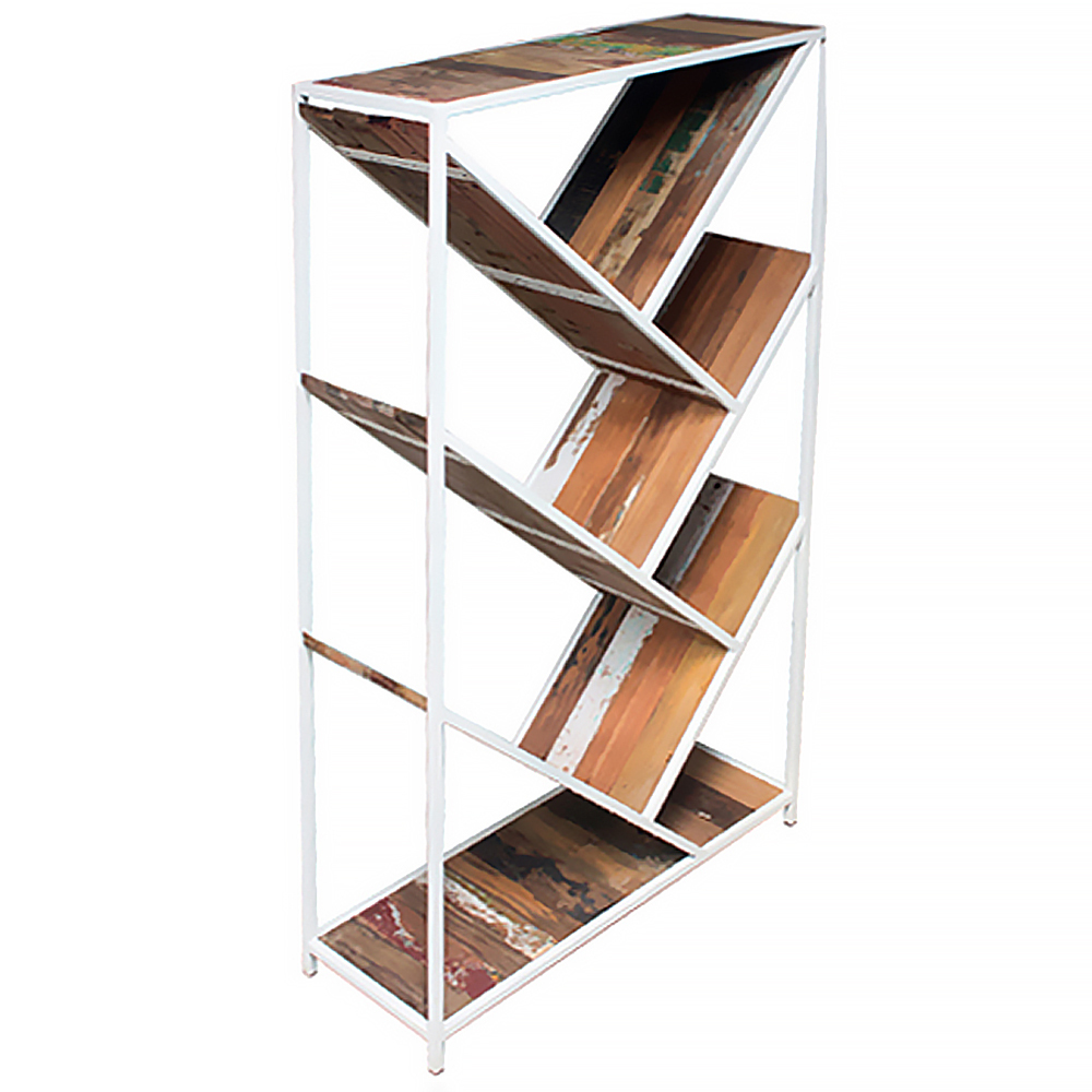 Reclaimed Wood Bookcase Temple Webster, White Industrial Bookcase