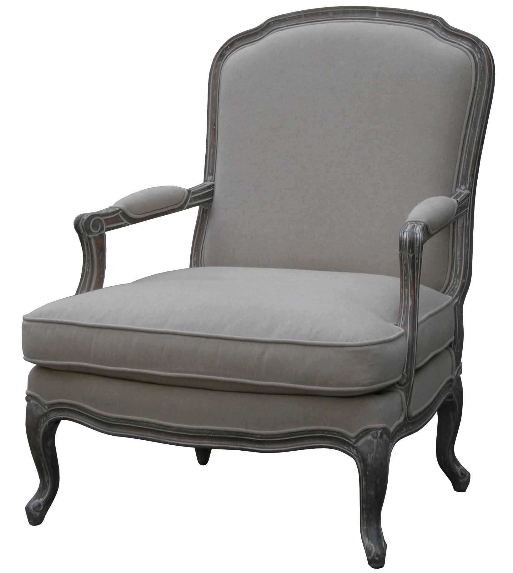 Louis Xv Upholstered Bedroom Chair In Wash White