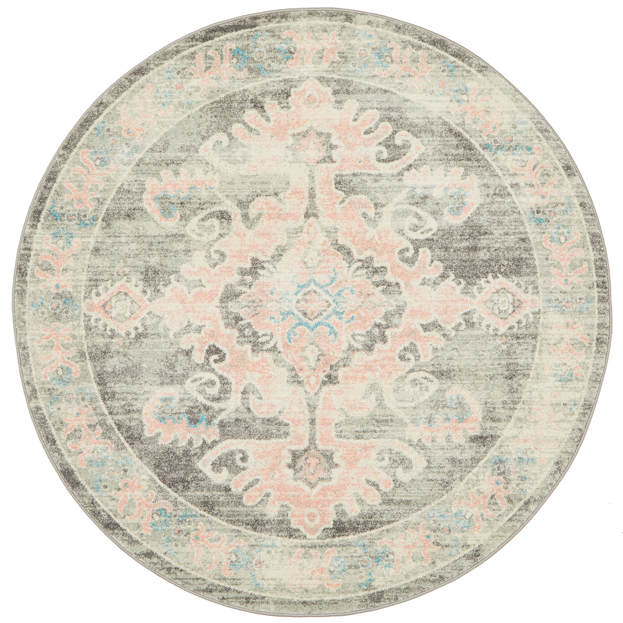 Network Grey Dusty Pink Bohemian Round Rug Reviews Temple