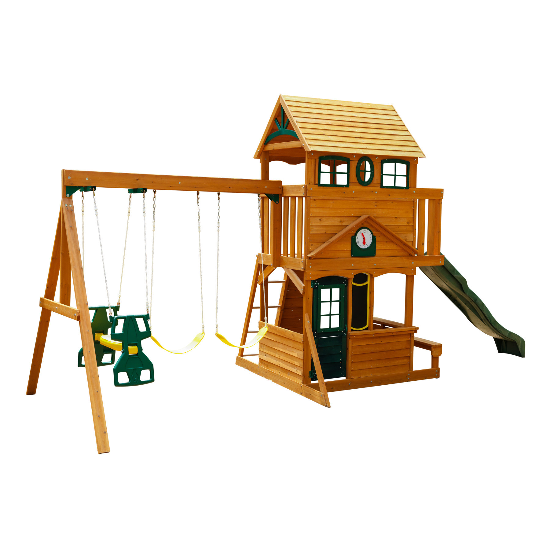 kidkraft windale wooden cedar swing set