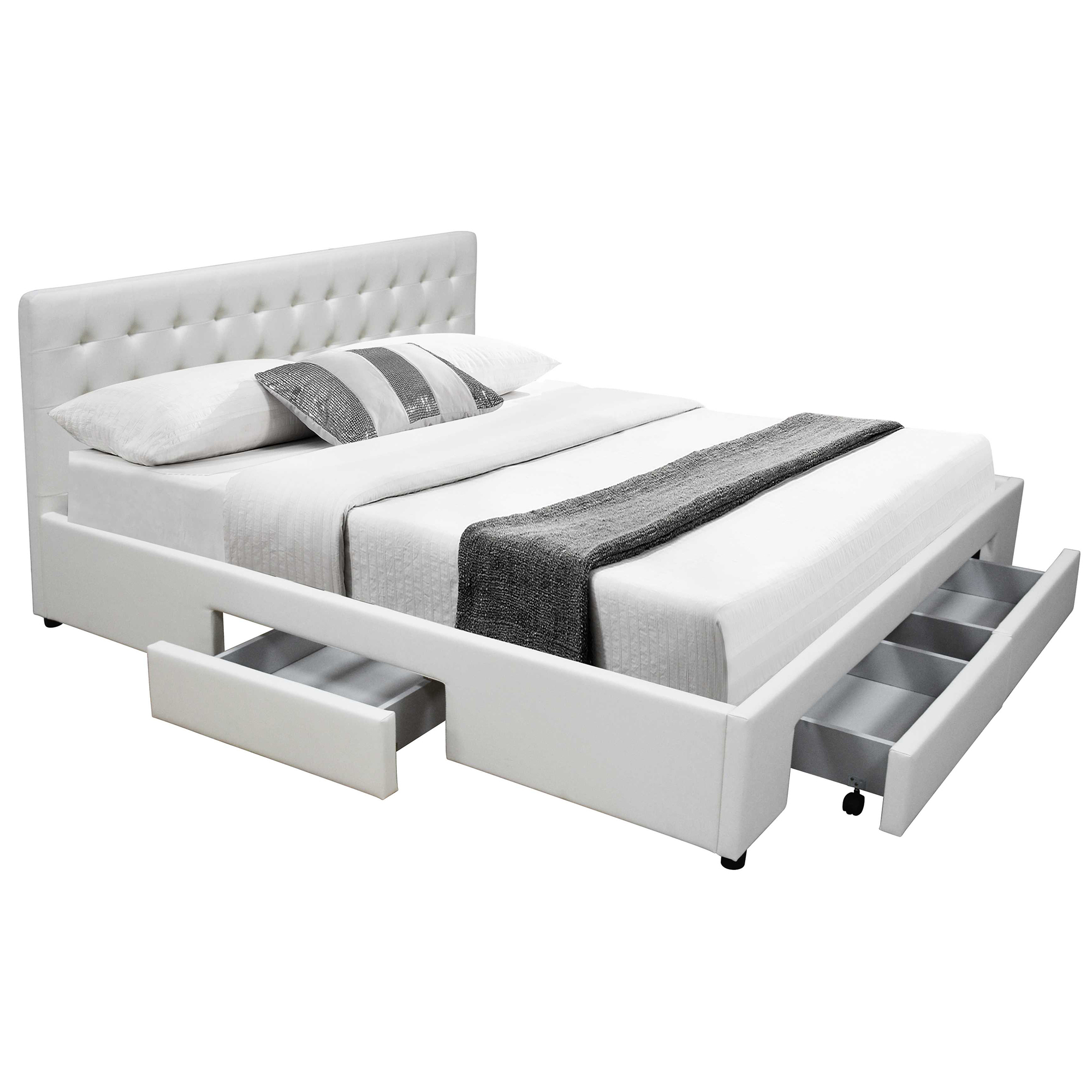 New Julie Faux Leather Bed Frame With 4 Drawers Mikasa Furniture