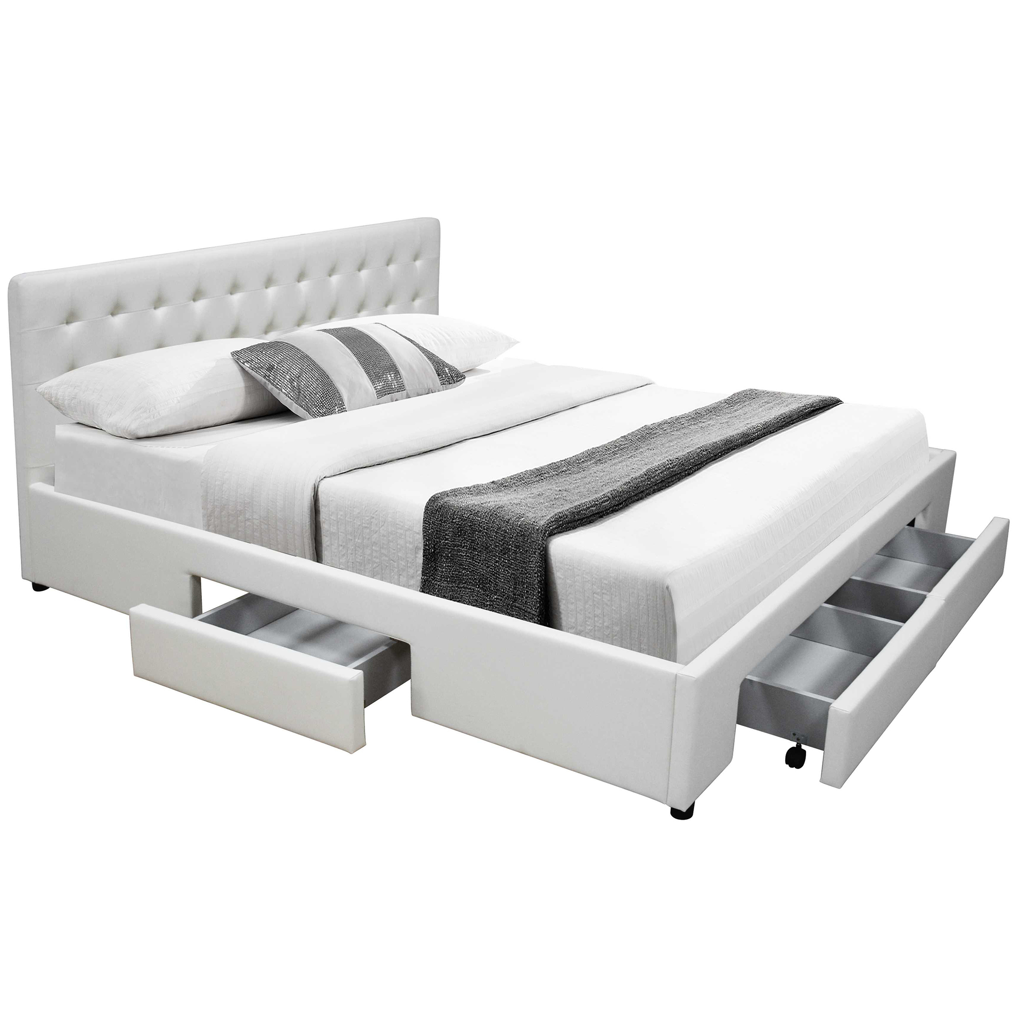 New Julie Faux Leather Bed Frame With 4 Drawers Mikasa Furniture