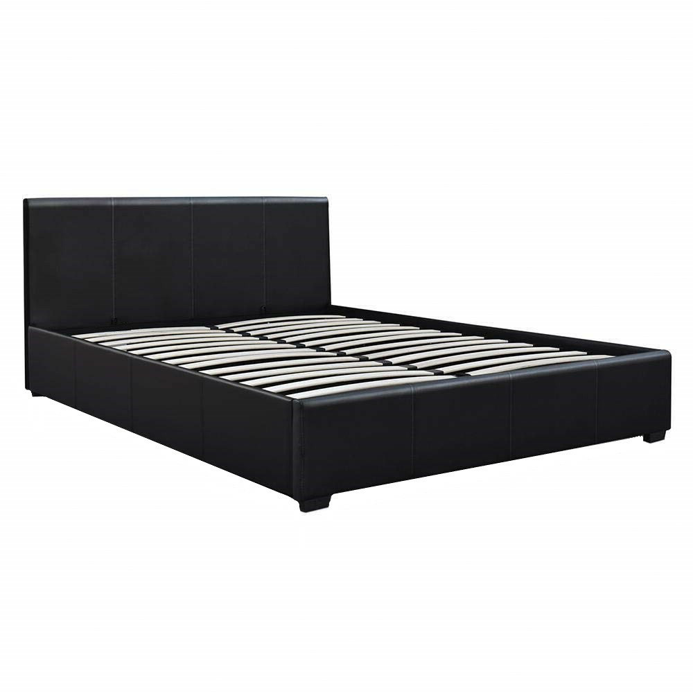 Mikasa Furniture Black Makoto Faux, Leather Bed Frame With Storage