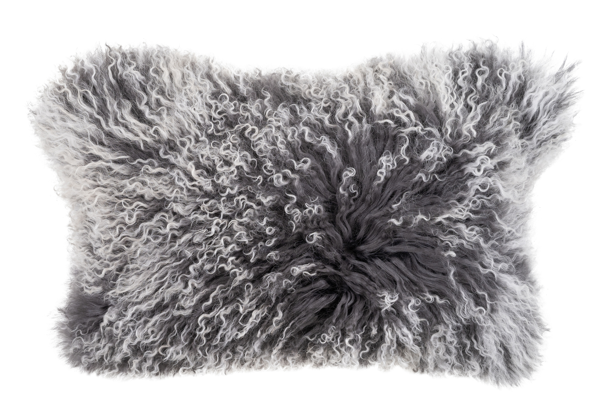 Nswleather Charcoal Rectangular Mongolian Sheepskin Cushion