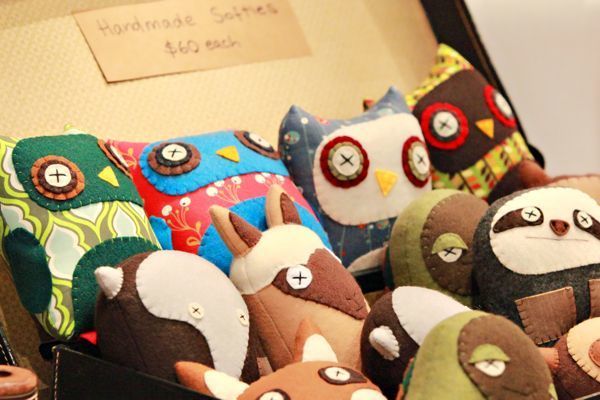 Finders Keepers Market Colourful display of handmade soft toys at the Finders Keepers Market