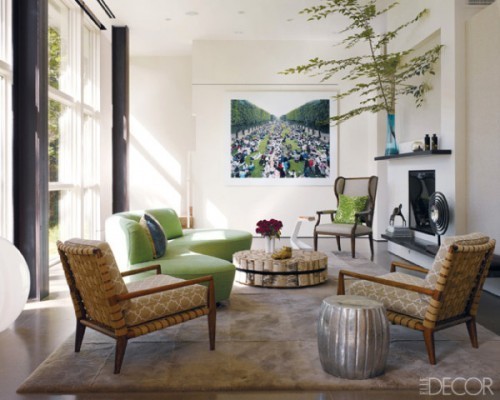 Elle Decor - Large rug in a sitting room