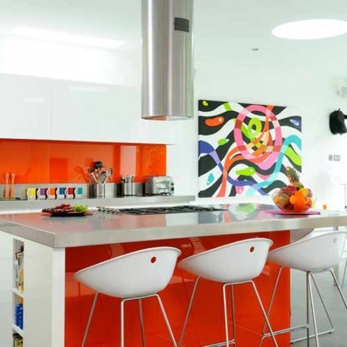 Orange accented kitchen