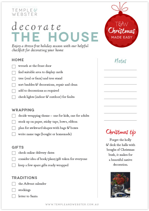 Decorate the House - Christmas checklist