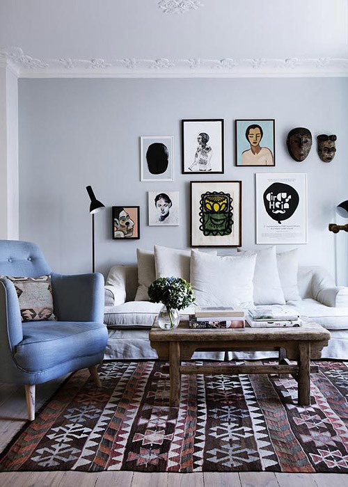 Gallery hung art. Image via Pinterest