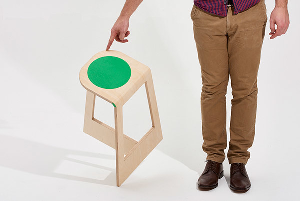 Elliot with his 'Spot' stool, available in a range of colours