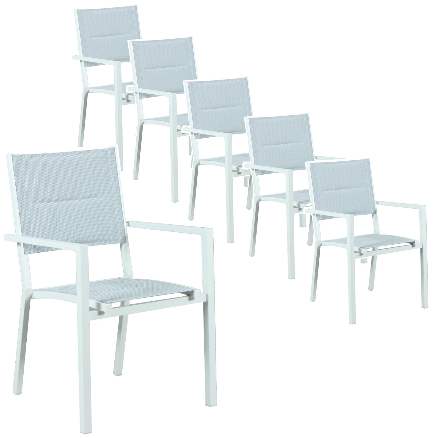 white aluminum sling chairs