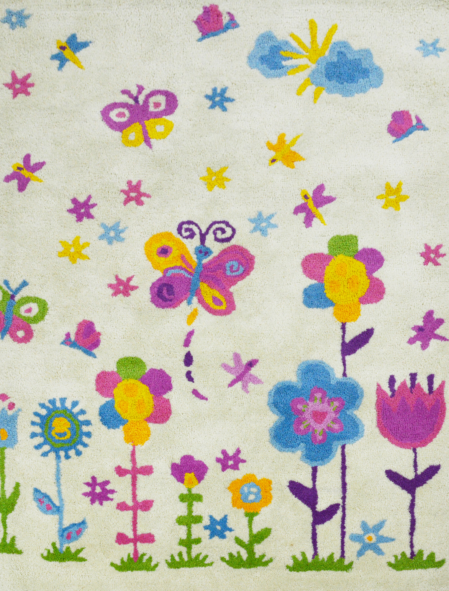 Flower Garden Hand Made Kids Wool Blend Rug Temple Webster