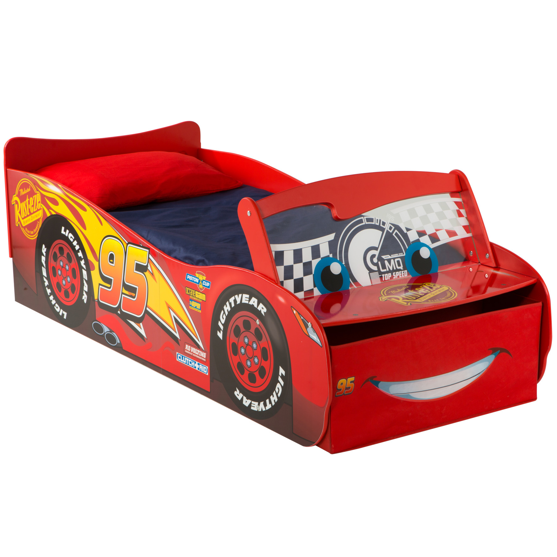 NEW Disney Cars Lightning McQueen Toddler Bed with Storage