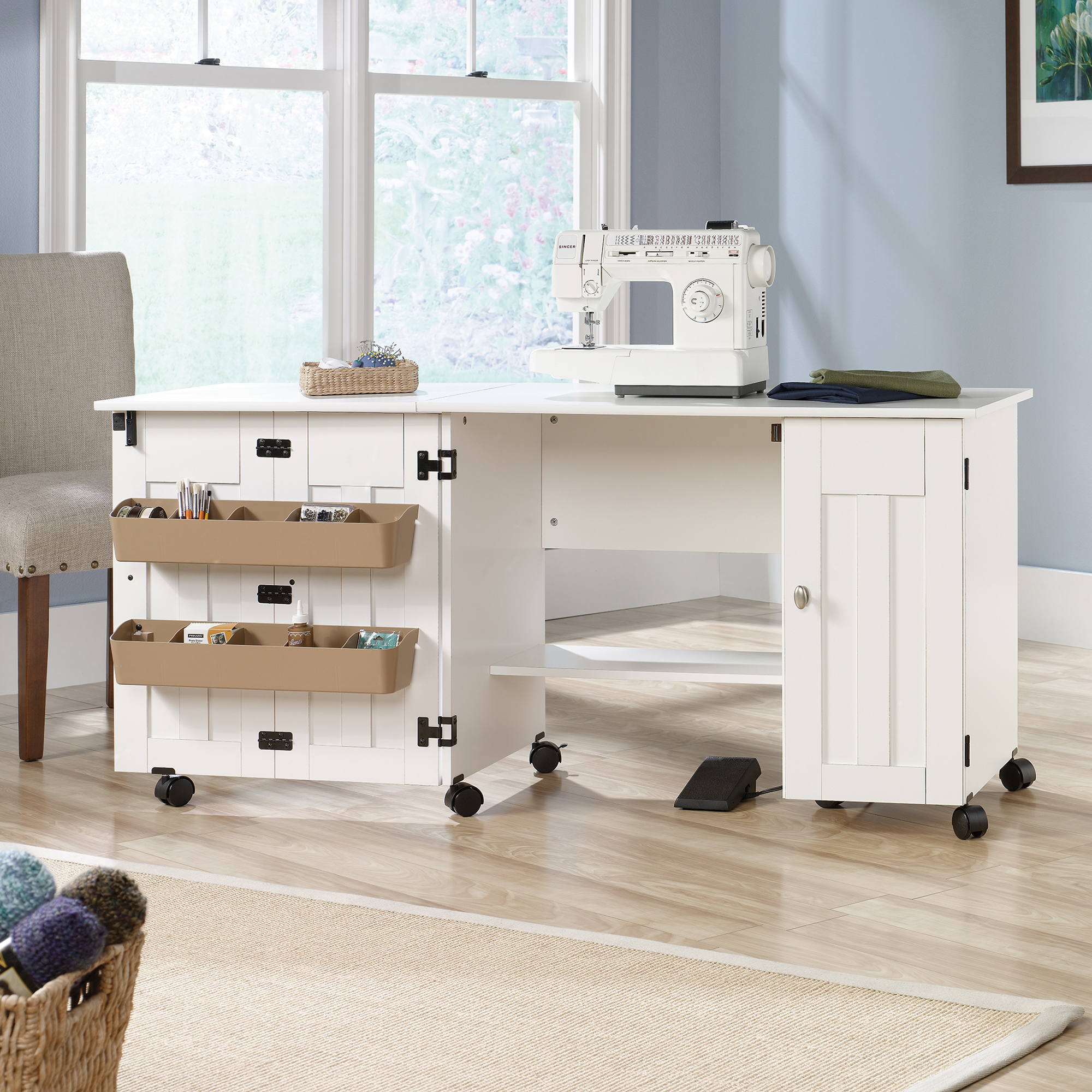NEW Soft White Sewing & Craft Cart Sauder Office Storage eBay