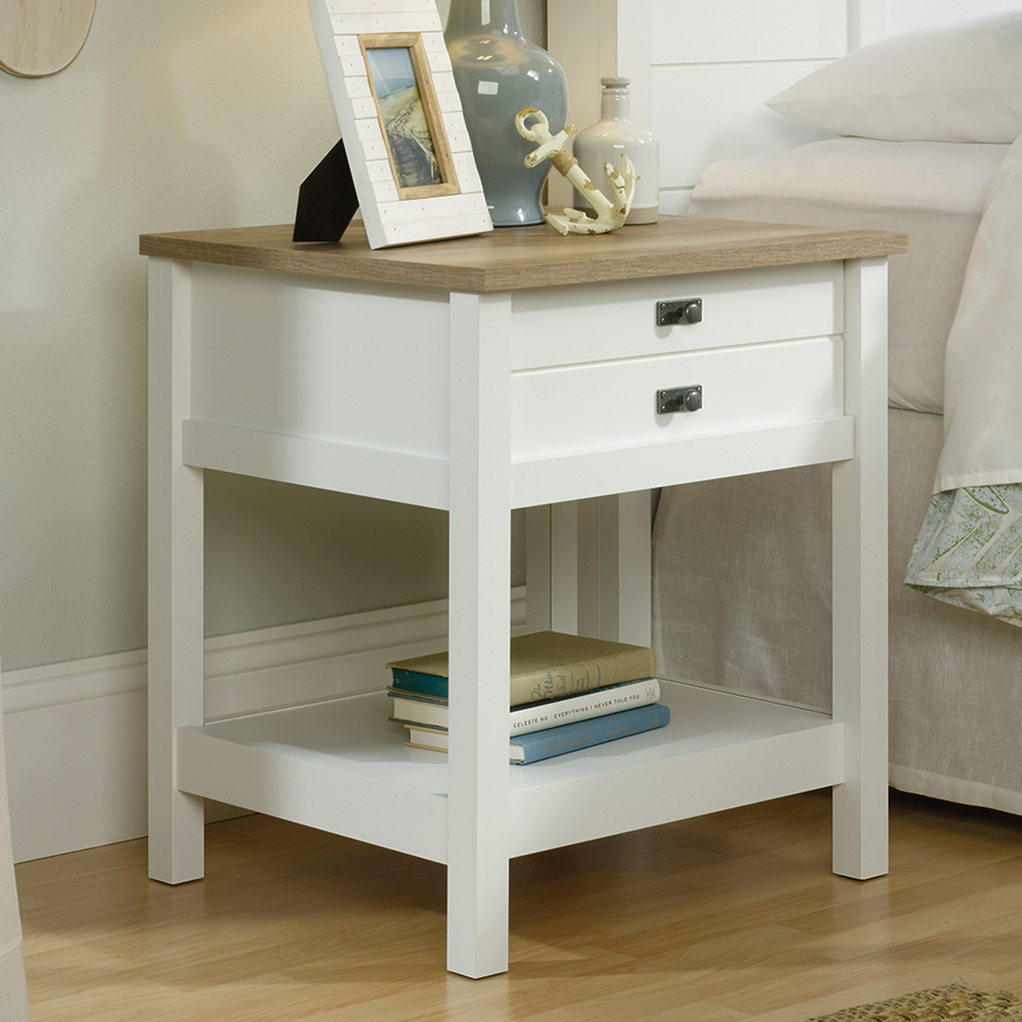 White Cottage Road Bedside Table Temple Webster