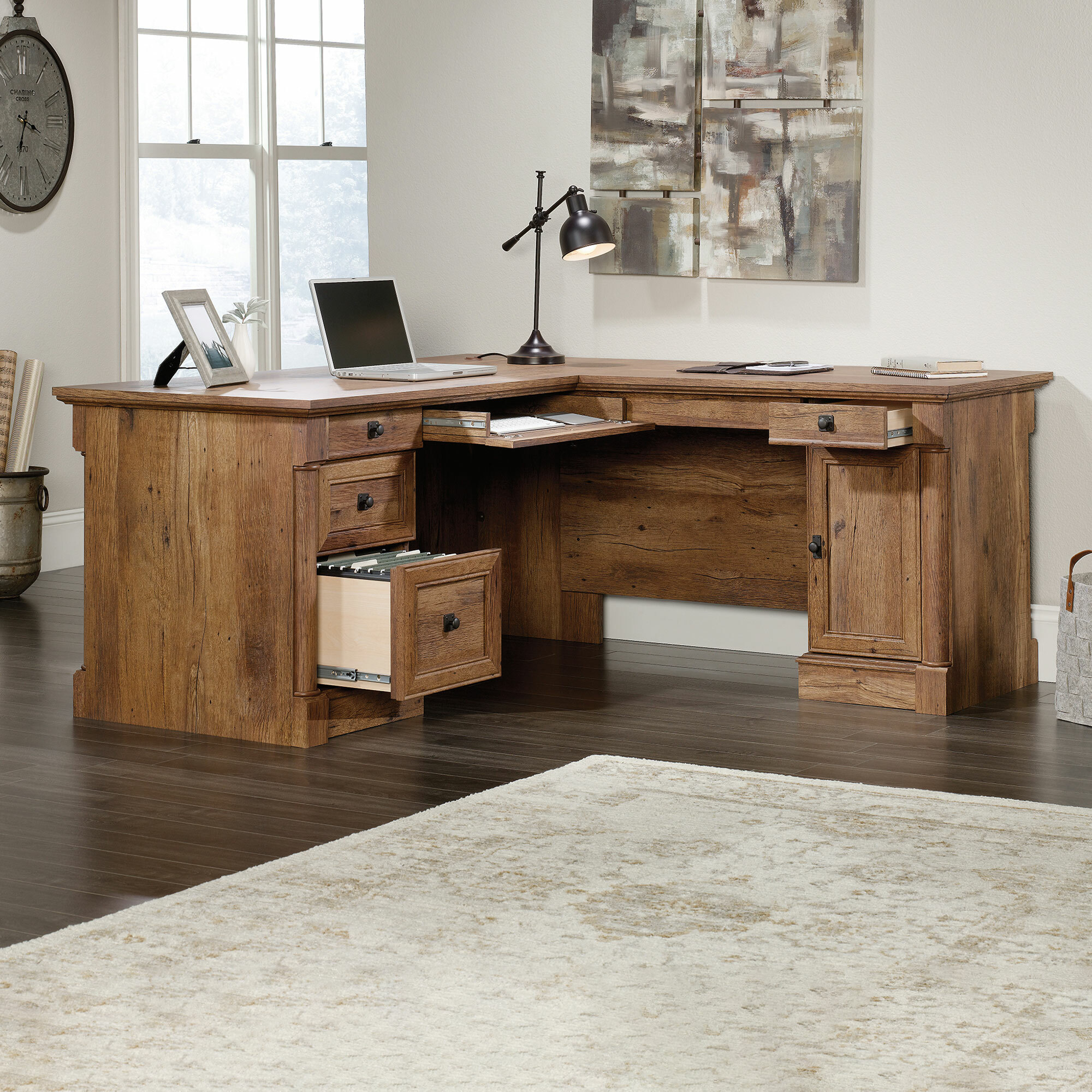 Sauder Palladia Executive Desk, Vintage Oak Finish Sauder Palladia