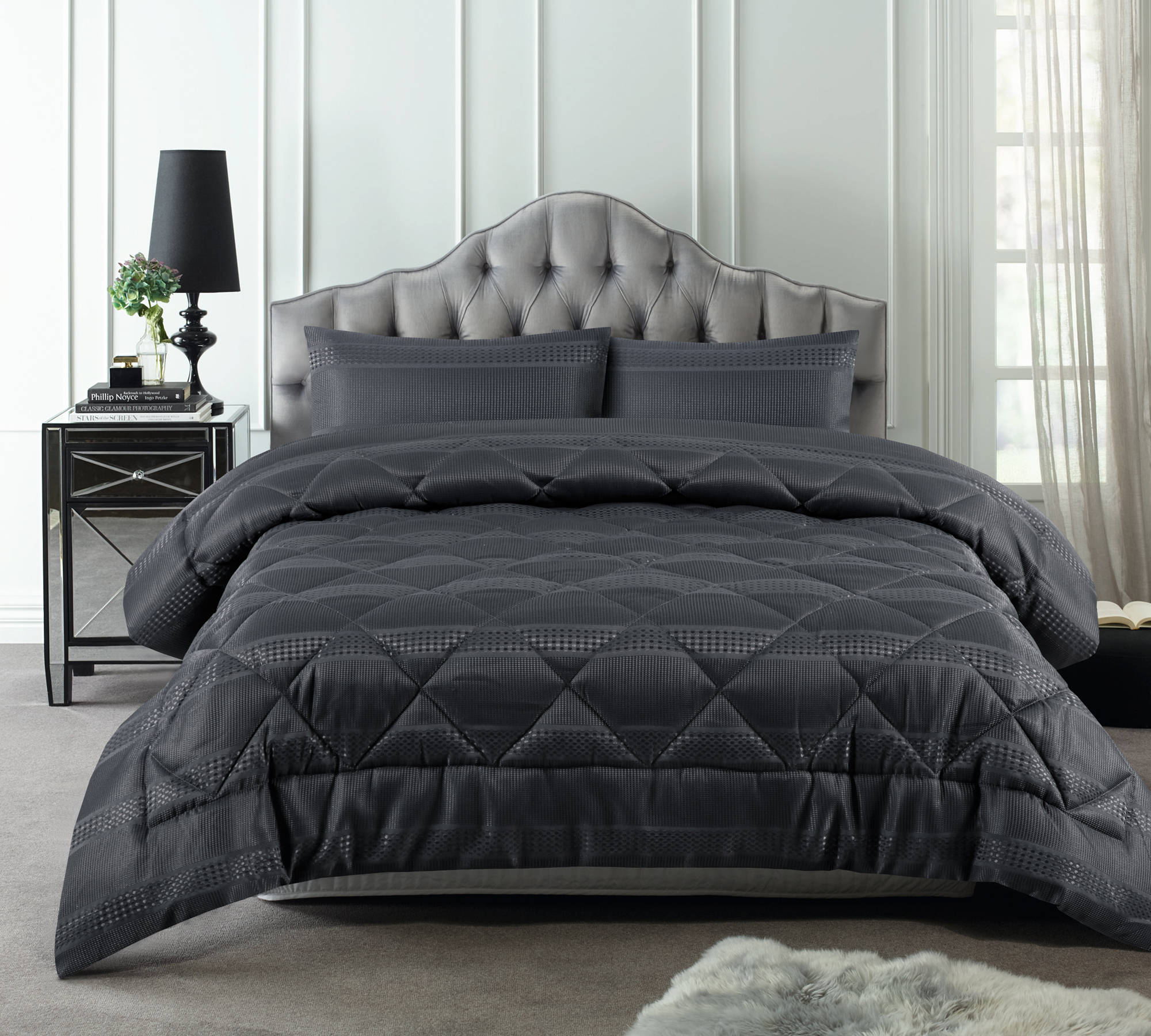 Stripe Waffle Duvet Quilt Cover & Pillowcases Luxury Bedding Set All Sizes