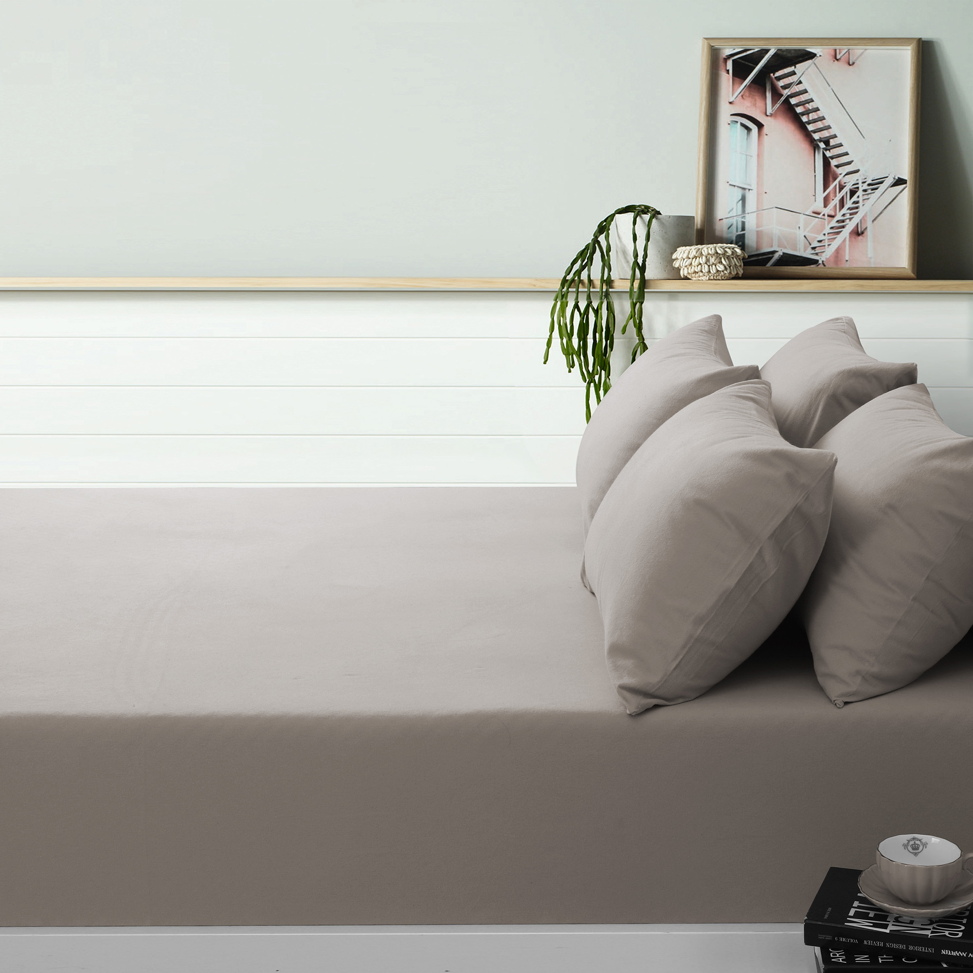 NEW Solid Cotton Flannelette Fitted Sheet Set Accessorize,Bed Sheets