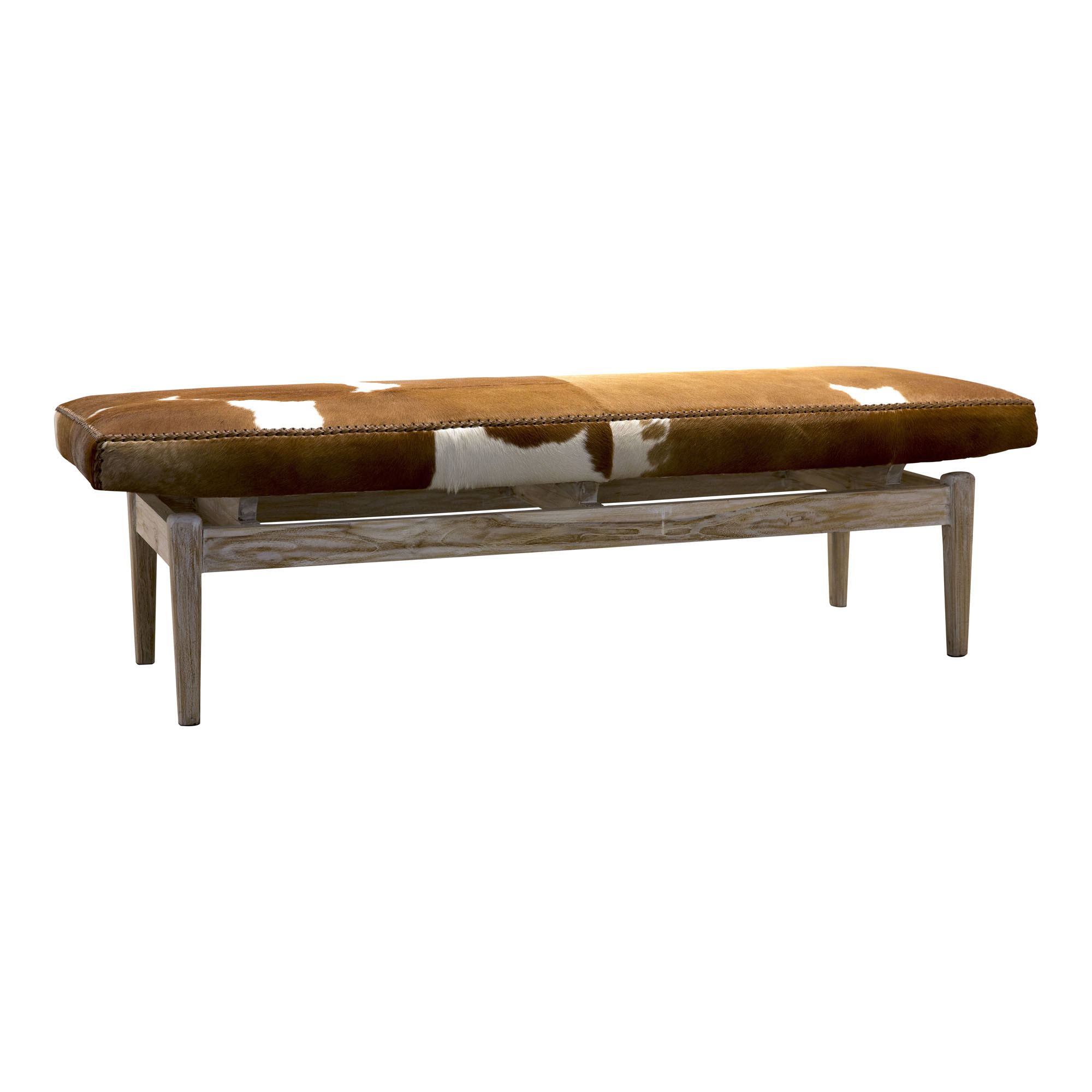 Brown White Marco Cowhide Bench Temple Webster
