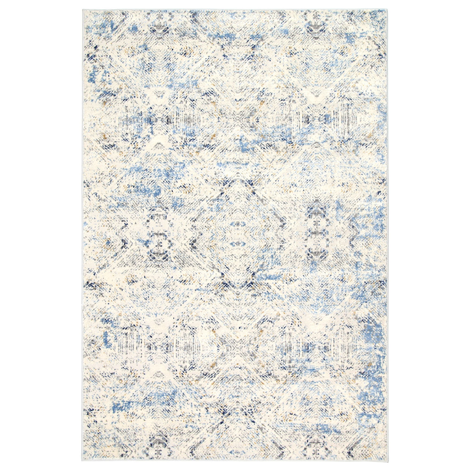 Navy Blue Expressions Ikat Rug Temple, Cream And Blue Rug