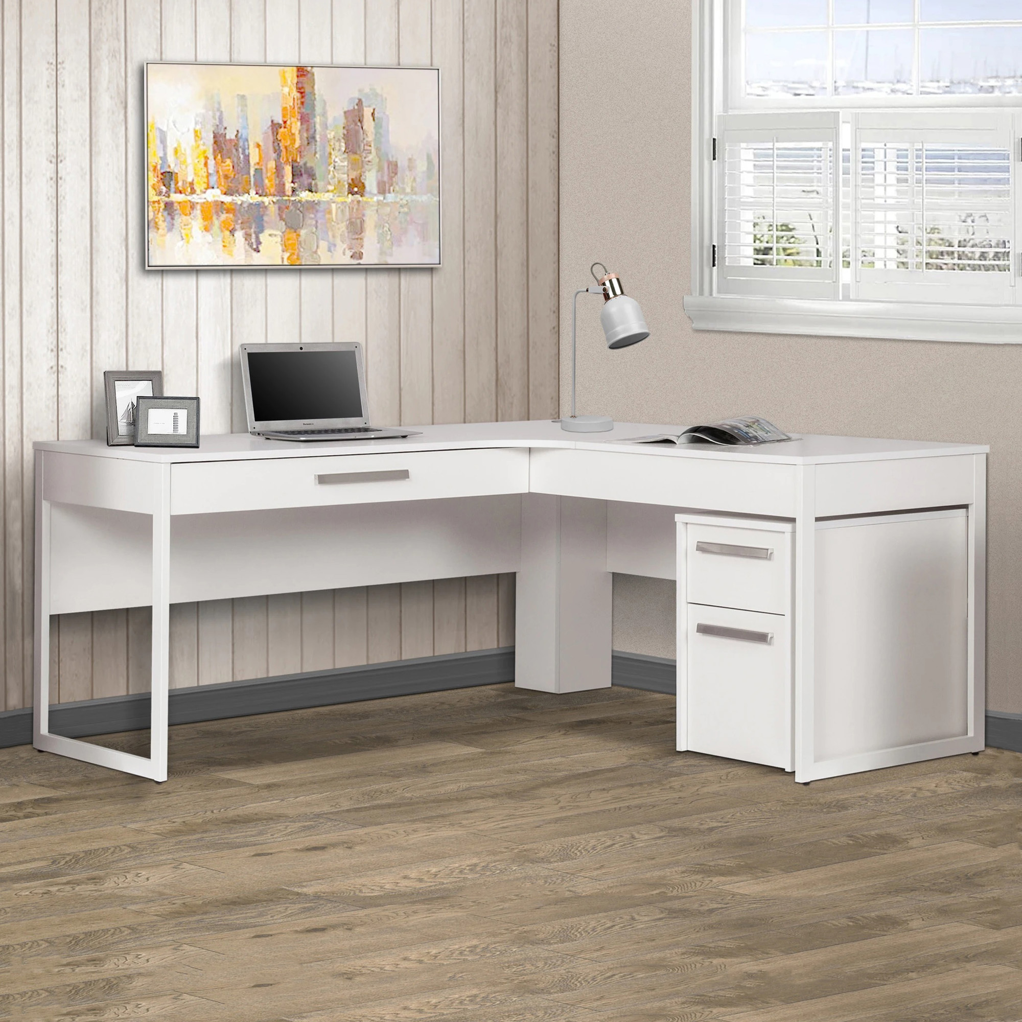 Corner Office Andy L-Shaped Desk with Mobile Pedestal | Temple & Webster