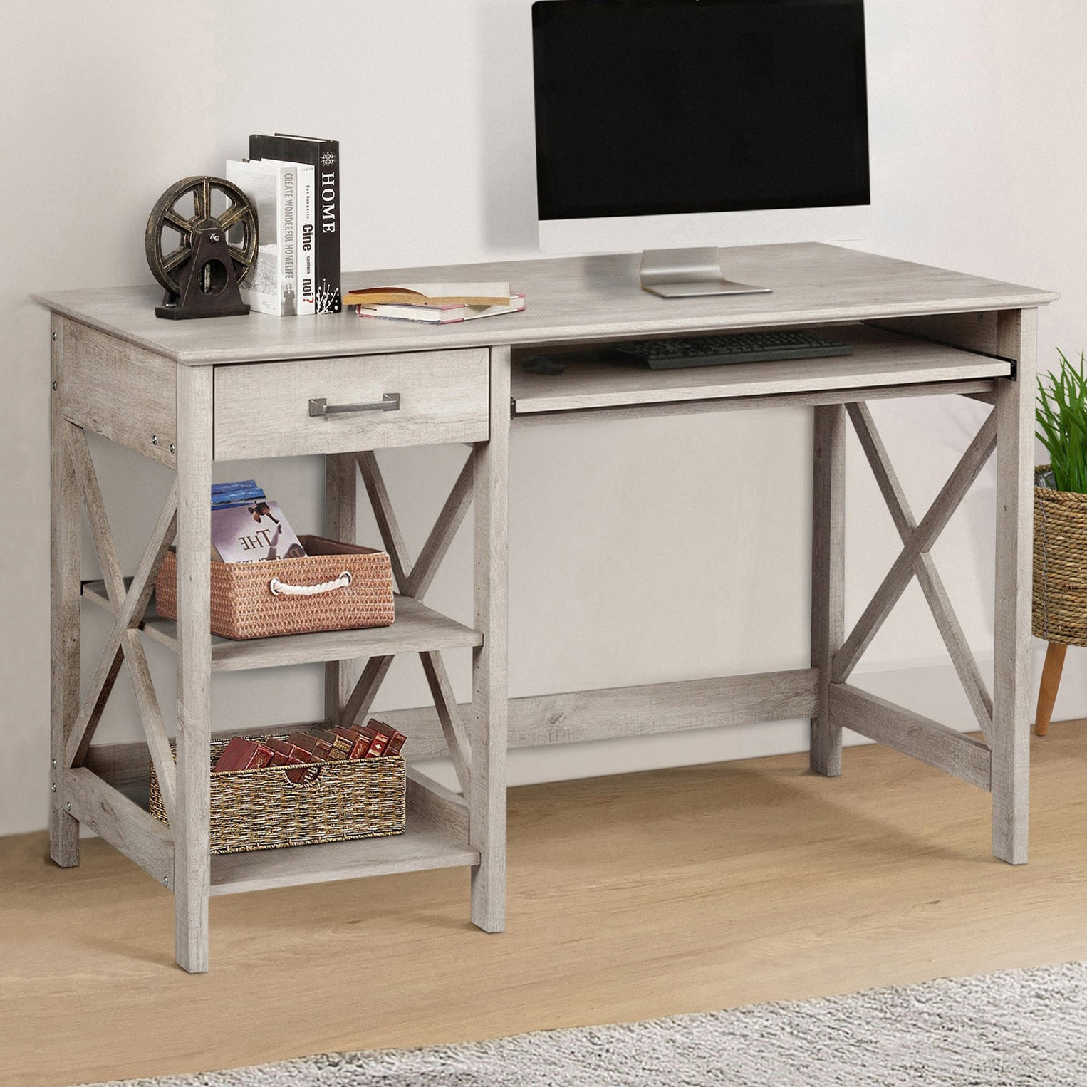 grey wood writing desk