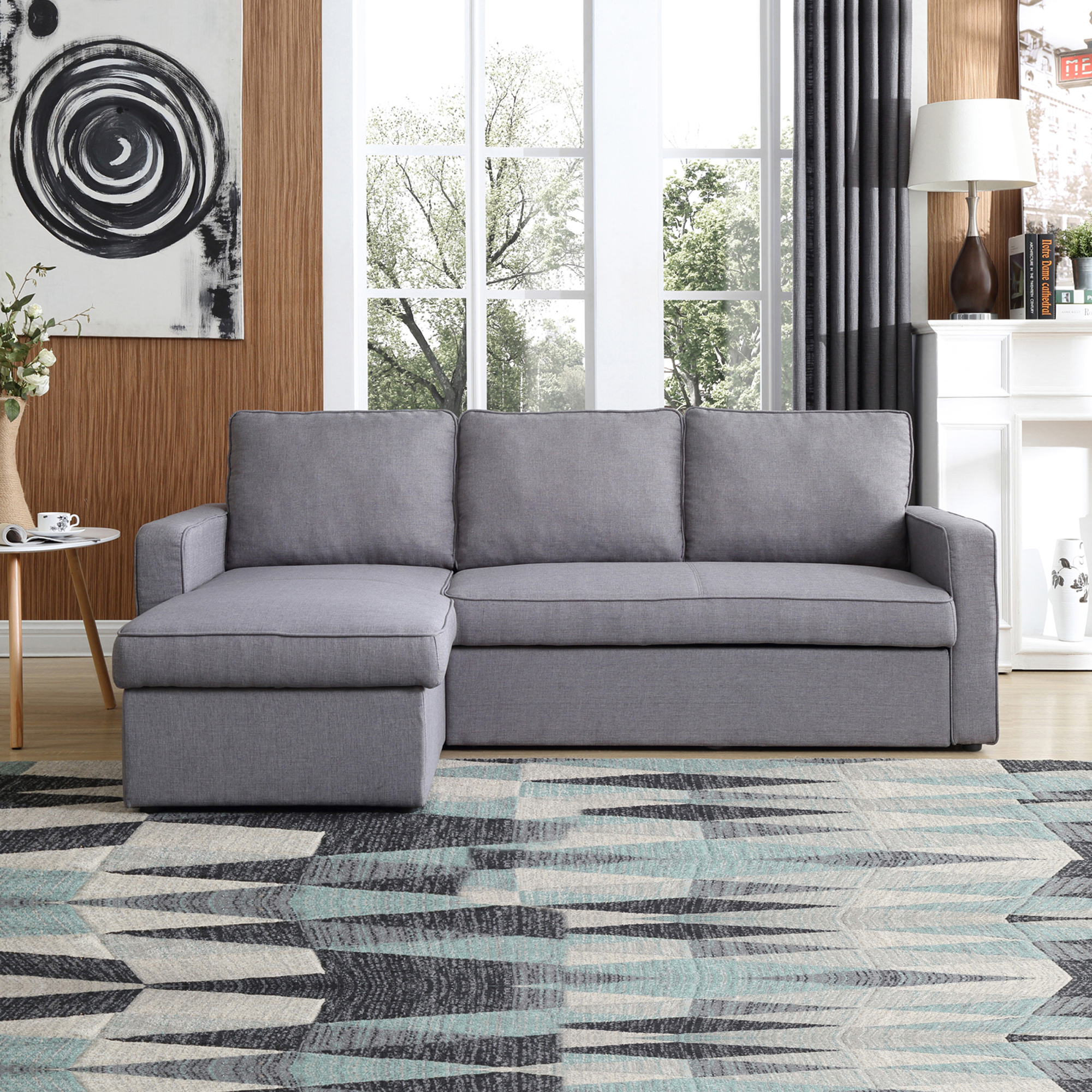 Grey Yarra 3 Seater Sofa Bed, What Is The Length Of A 3 Seater Sofa Bed