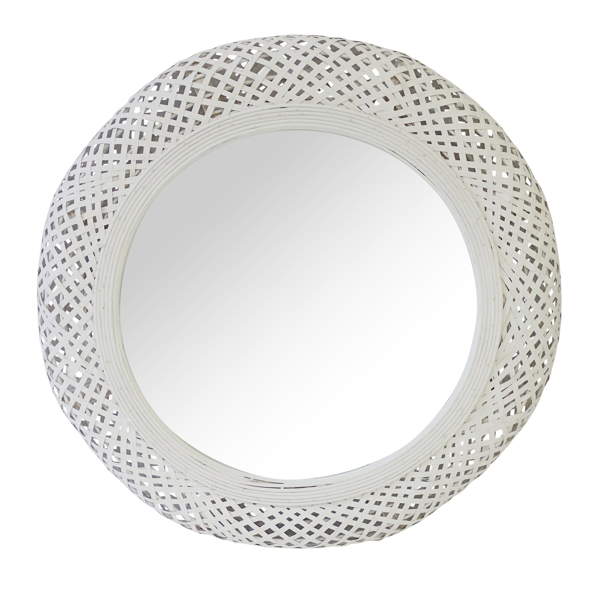 Details About New White Miara Round Rattan Mirror The Medford Collective Mirrors