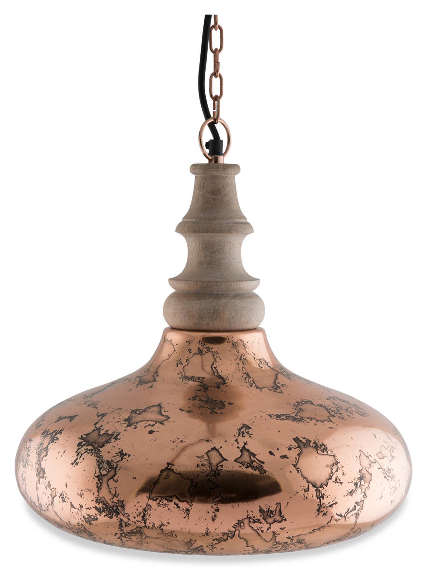 Antique Copper Iron Wood Pendant Light