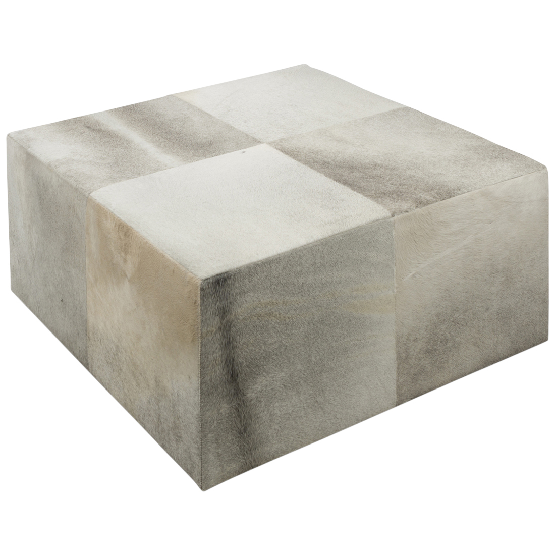 Grey Square Block Cowhide Coffee Table Temple Webster