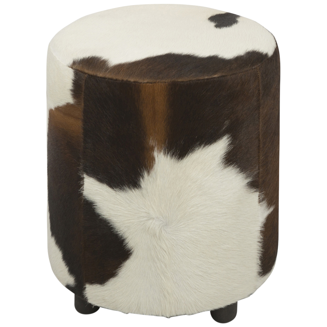 Lifestyle Traders Brown White Round Cowhide Ottoman Reviews