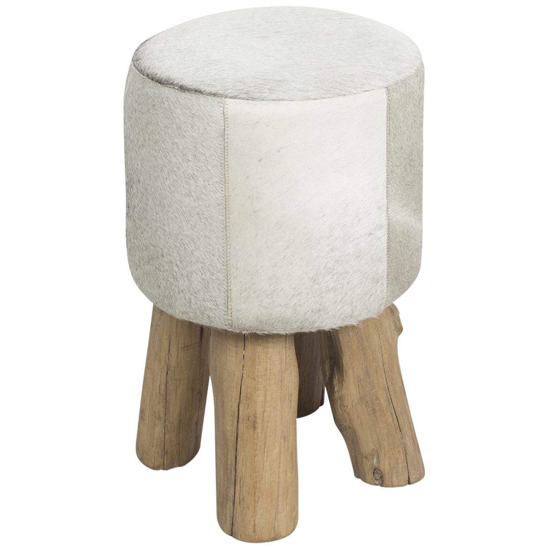 grey cowhide stool