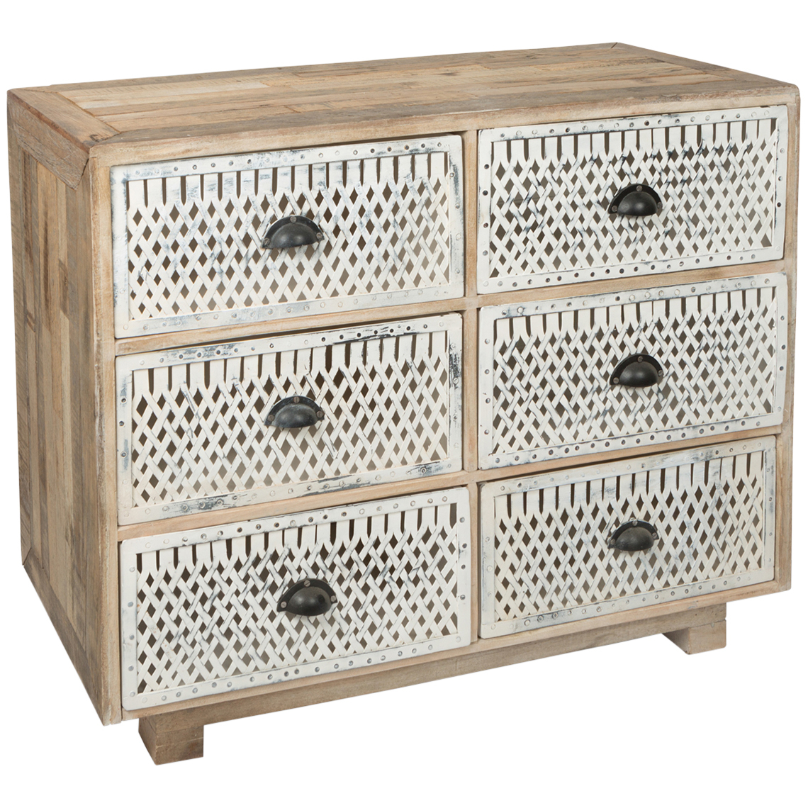 Lifestyle Traders White Vintage 6 Drawer Distressed Wood And Iron
