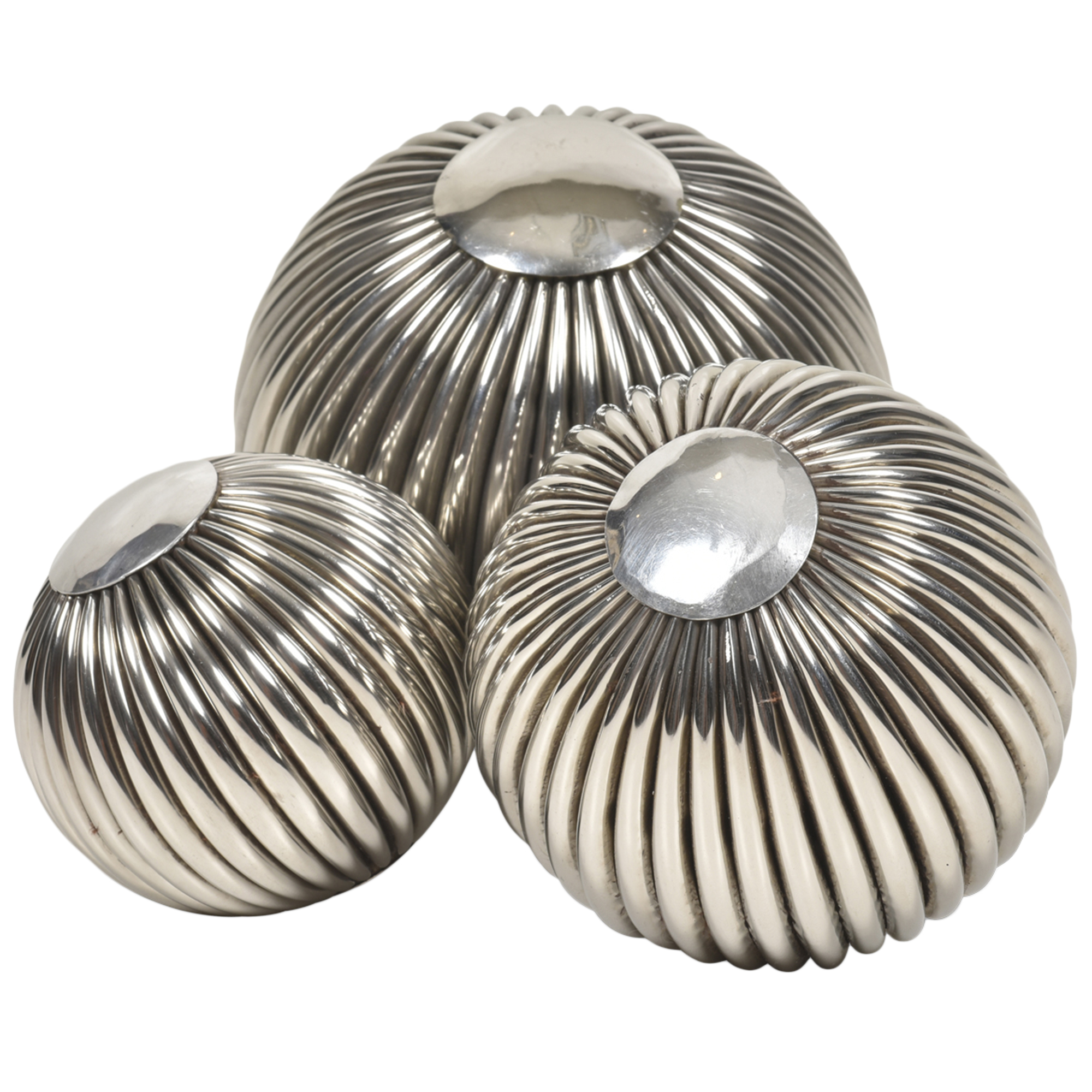 3 Piece Striped Steel Decorative Ball Set Temple Webster