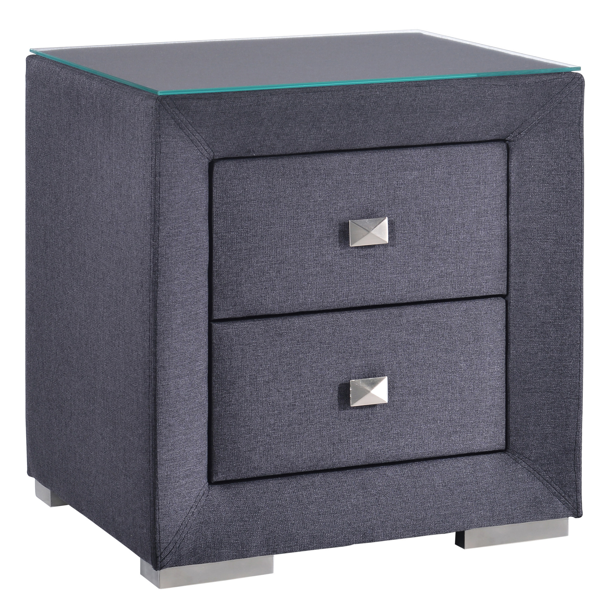 Dark Grey Fabric Bedside Table With Glass Top Temple Webster Sku Iqki1052 Dark Grey Fabric Bedside Table With Glass Top Is Also Sometimes Listed Under The Following Manufacturer Numbers Kfcf32cdg