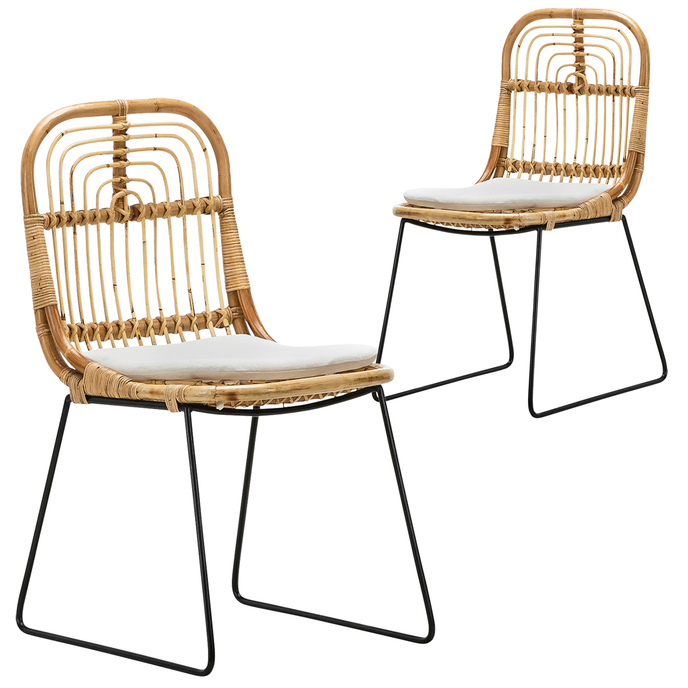 natural astro rattan  cane dining chairs set of 2