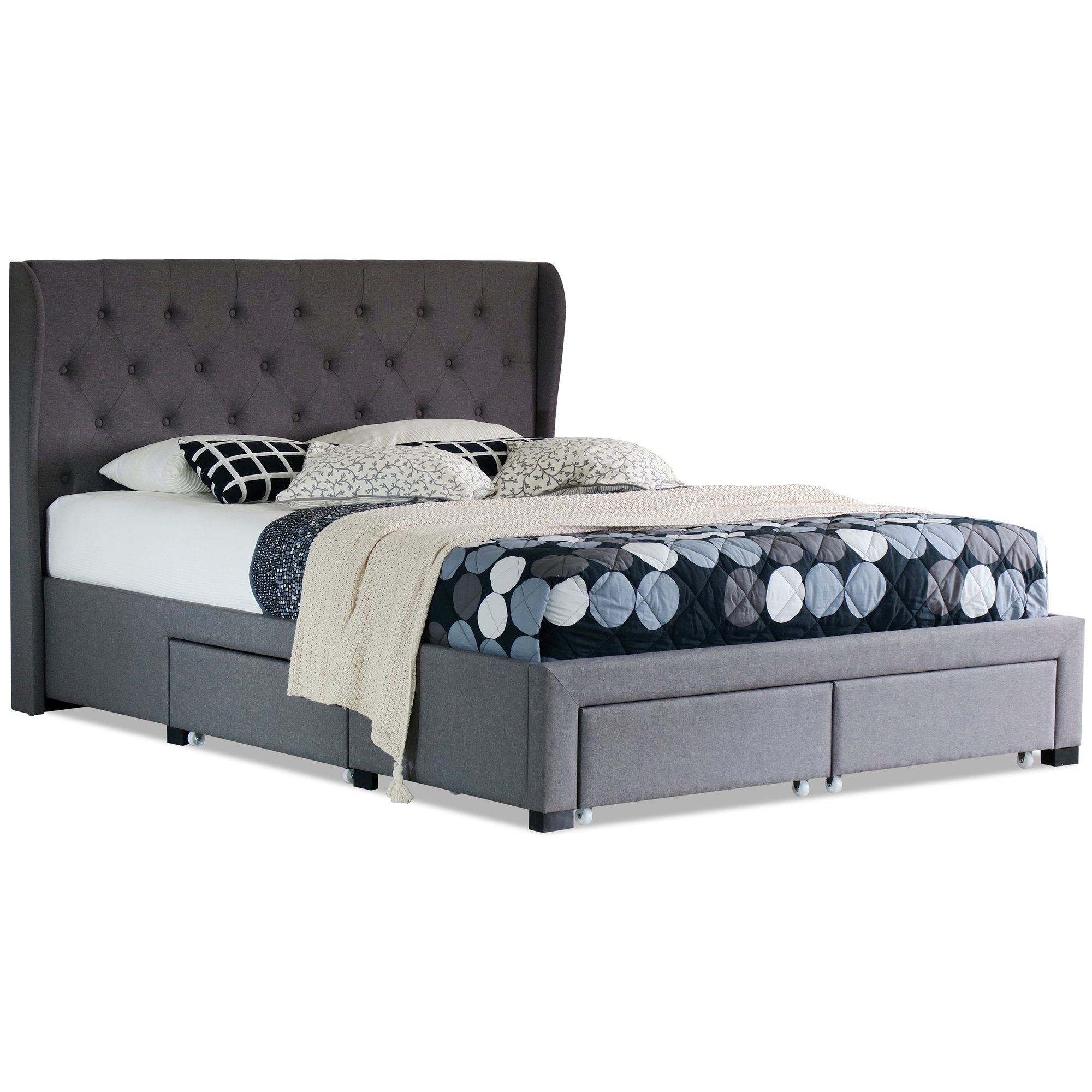 Rawson Co Grey Harlow Upholstered Bed, King Bed Frames With Storage Australia