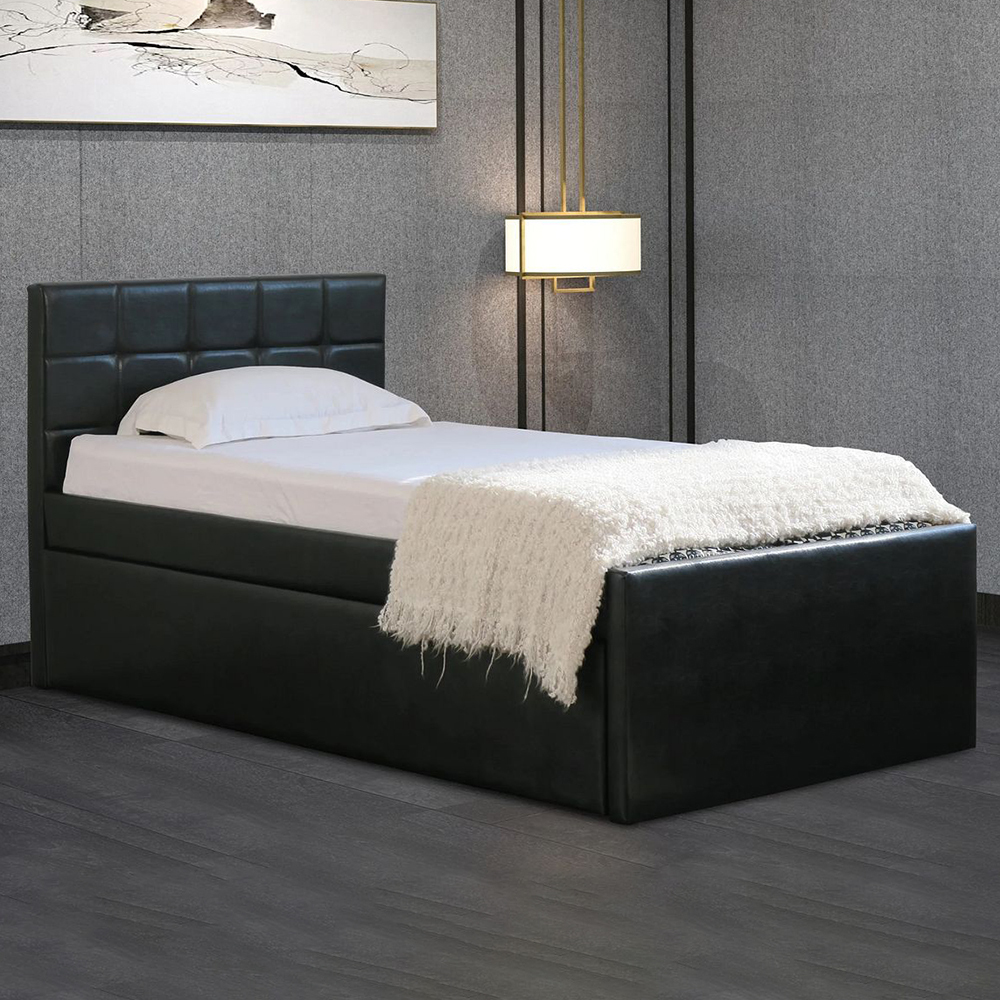 Landa Faux Leather King Single Bed, Real Leather King Size Bed