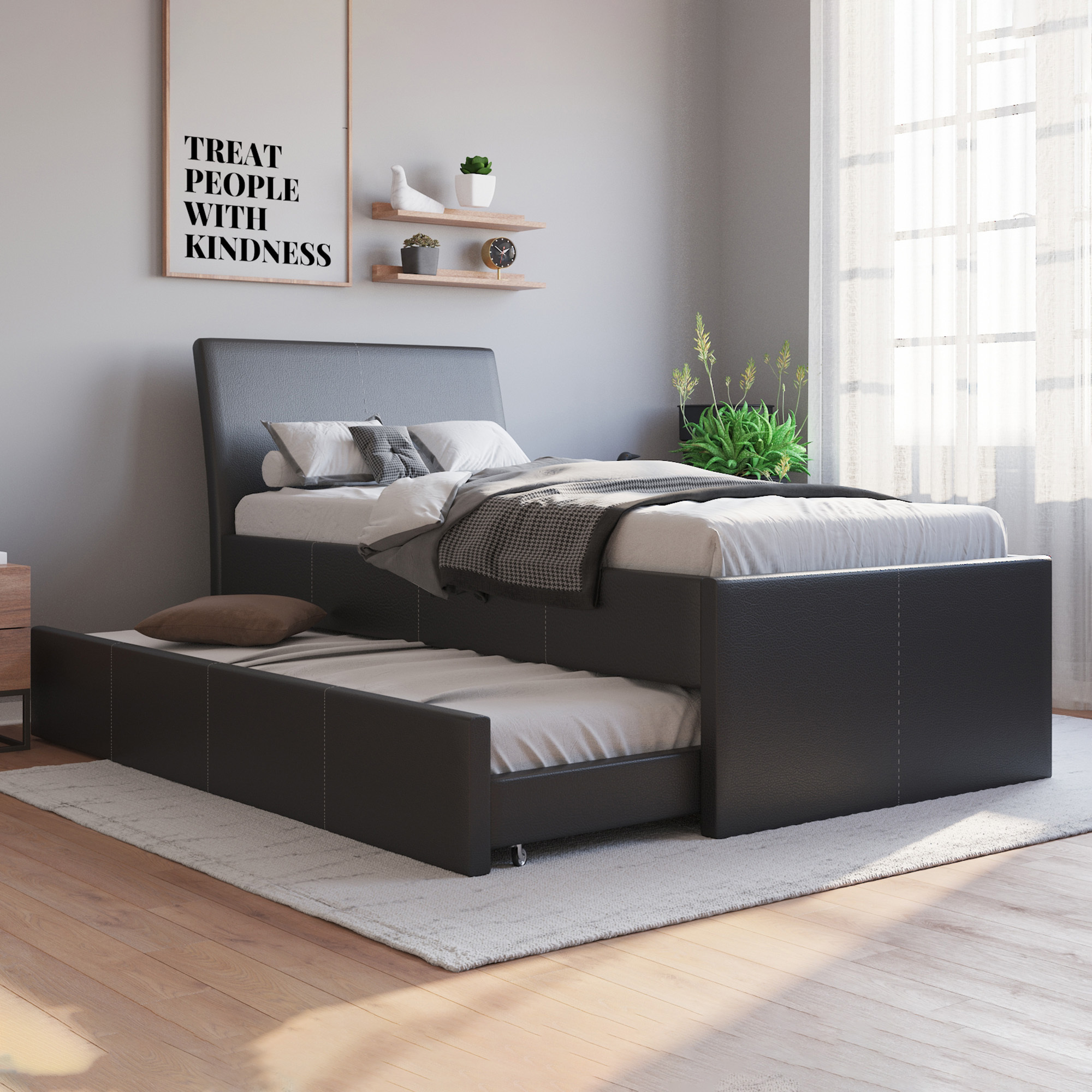 leather king single bed