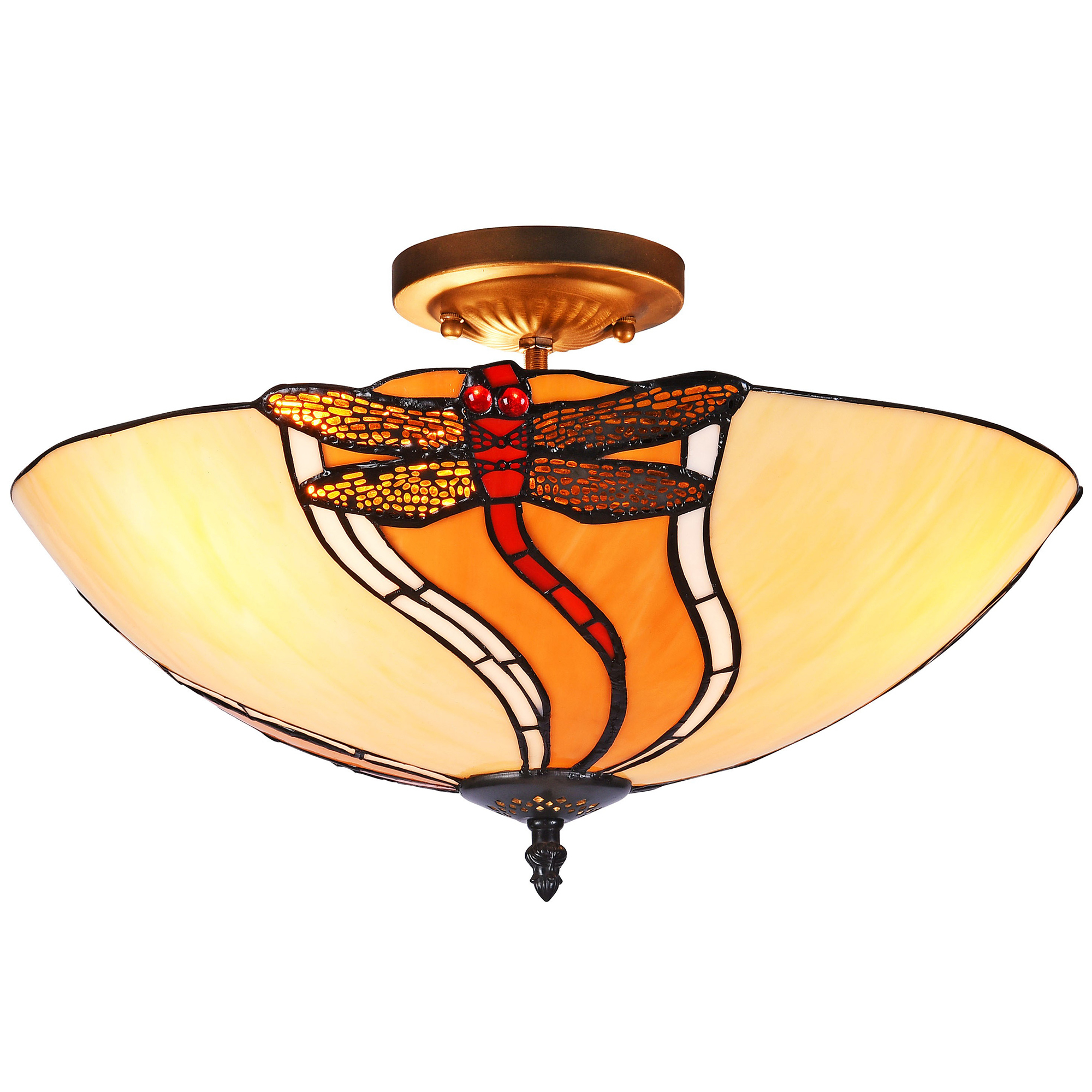 Cream Dragonfly Glass Ceiling Lamp Temple Webster