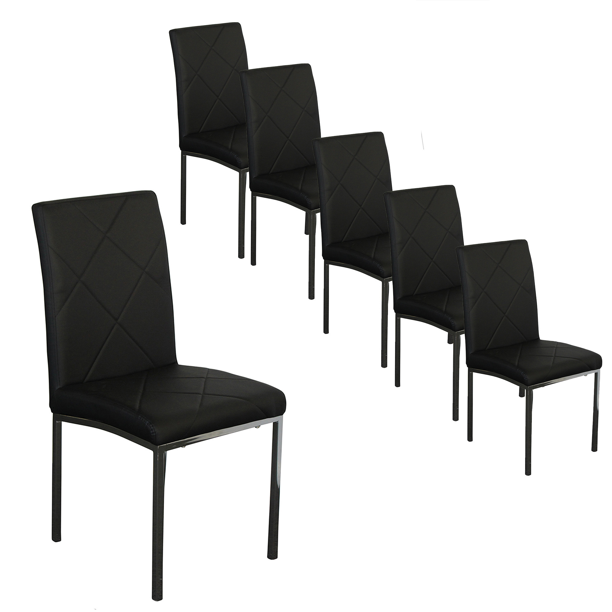 black faux leather dining room chairs