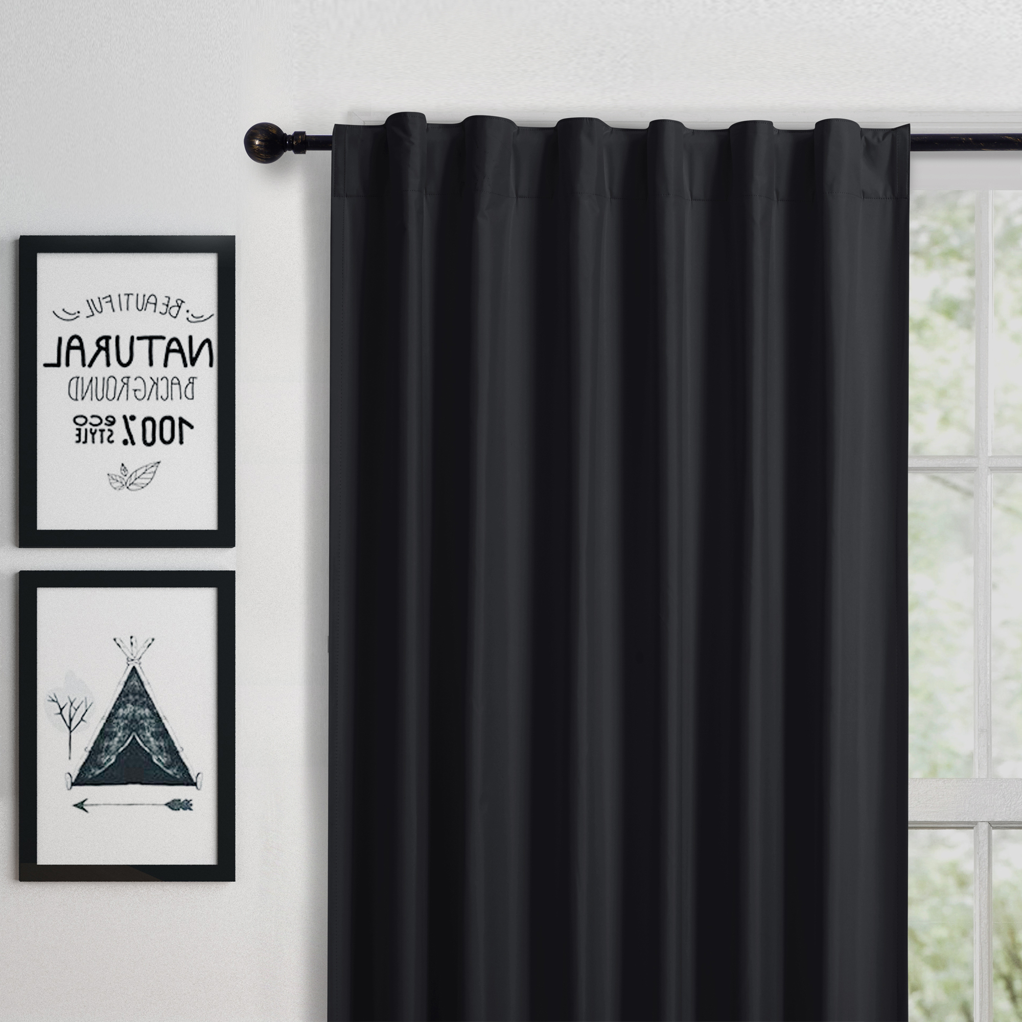Black Albany Single Panel Concealed Tab Top Blockout Curtain