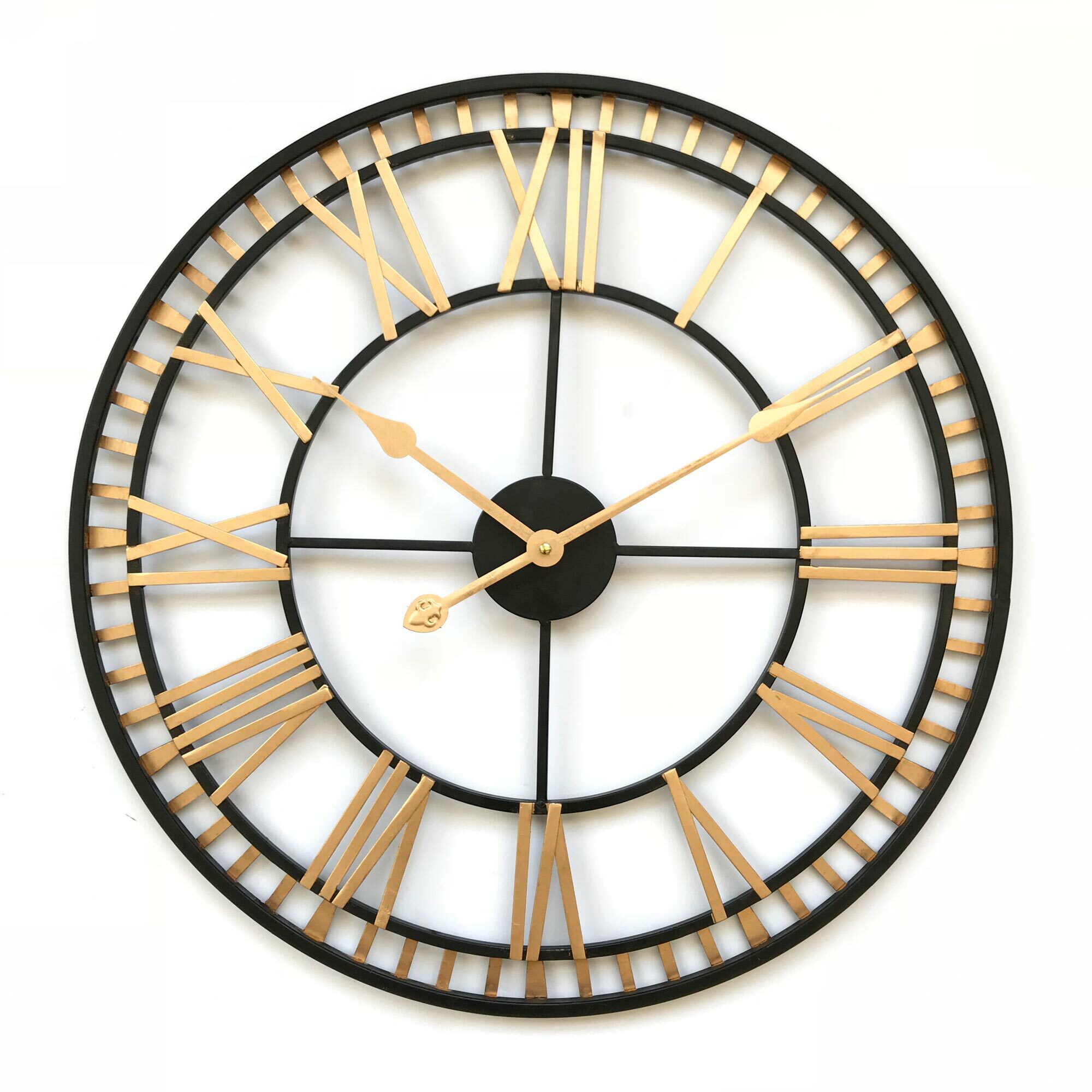 Luccaandluna 60cm Gold Black London Metal Wall Clock Temple Webster